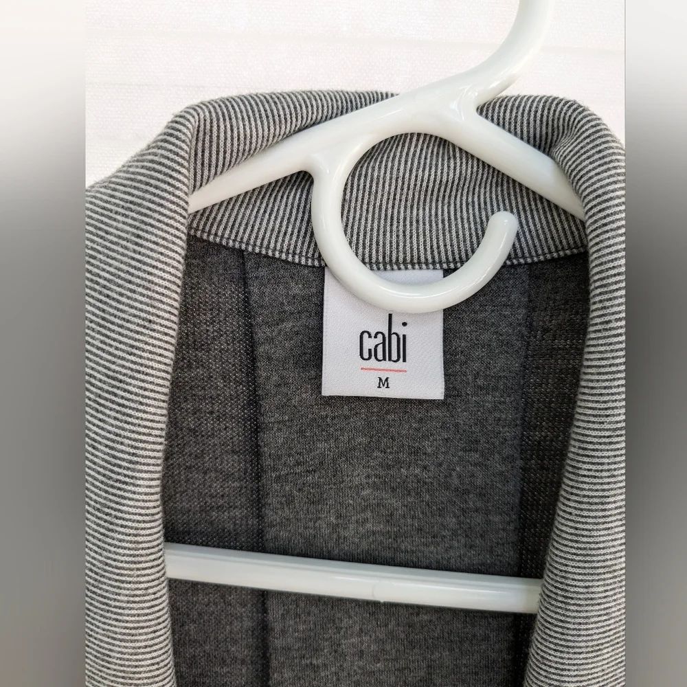 Cabi Drop-Off Jacket Full-Zip Front/Back Pleat Hi/Lo Pin-Stripe Gray Medium - Picture 3 of 5